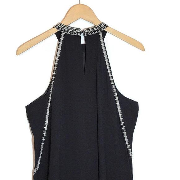 Anthropologie THML Embroidered Halter Mini Dress Black and White Boho Summer M - Picture 9 of 16